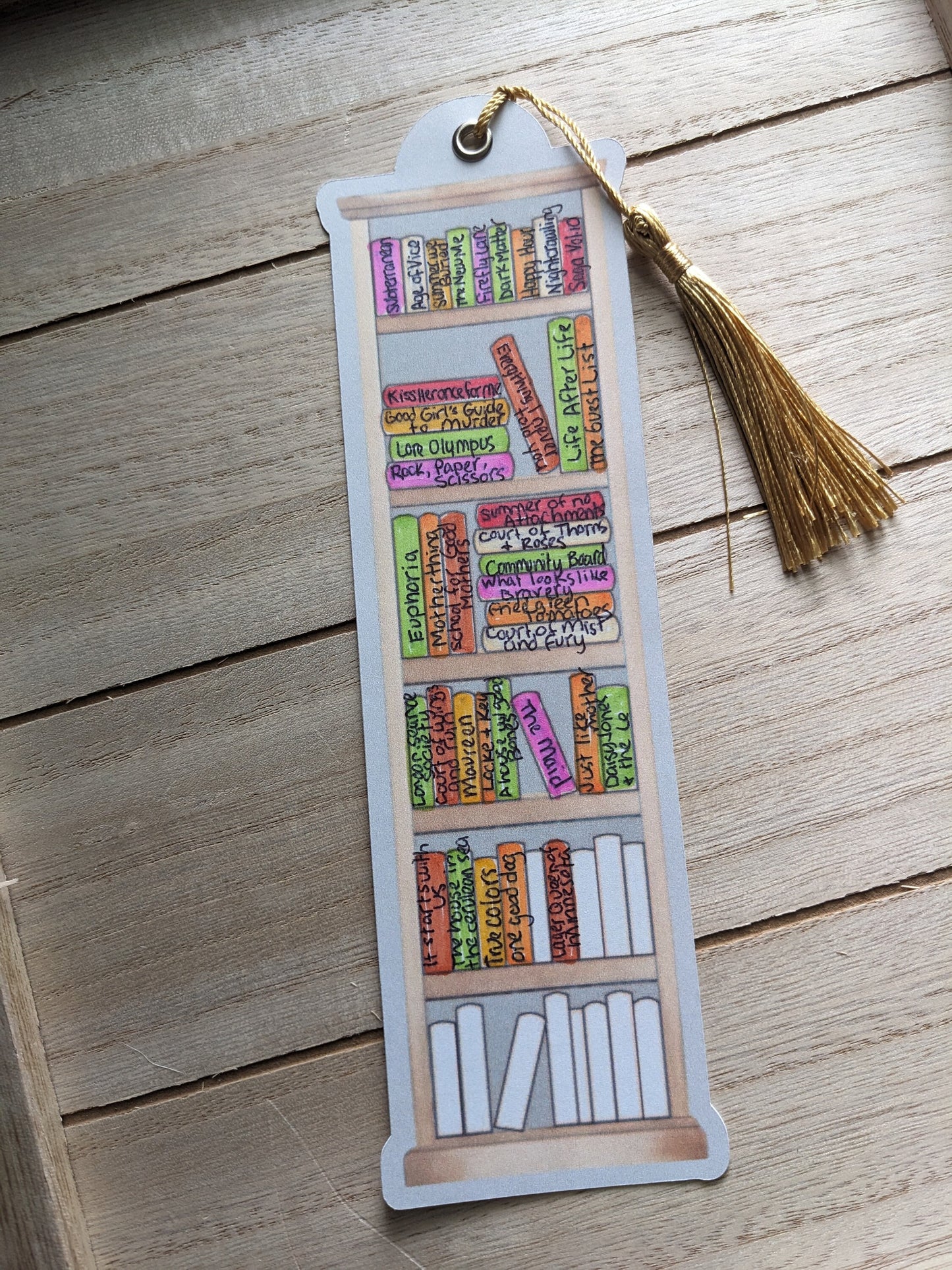 Bookshelf Book Tracker Bookmark - Reading Log for Bookworms